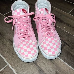 Pink high top checkered vans “vans girls”